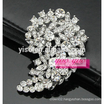 crystal stone floral pin and brooch